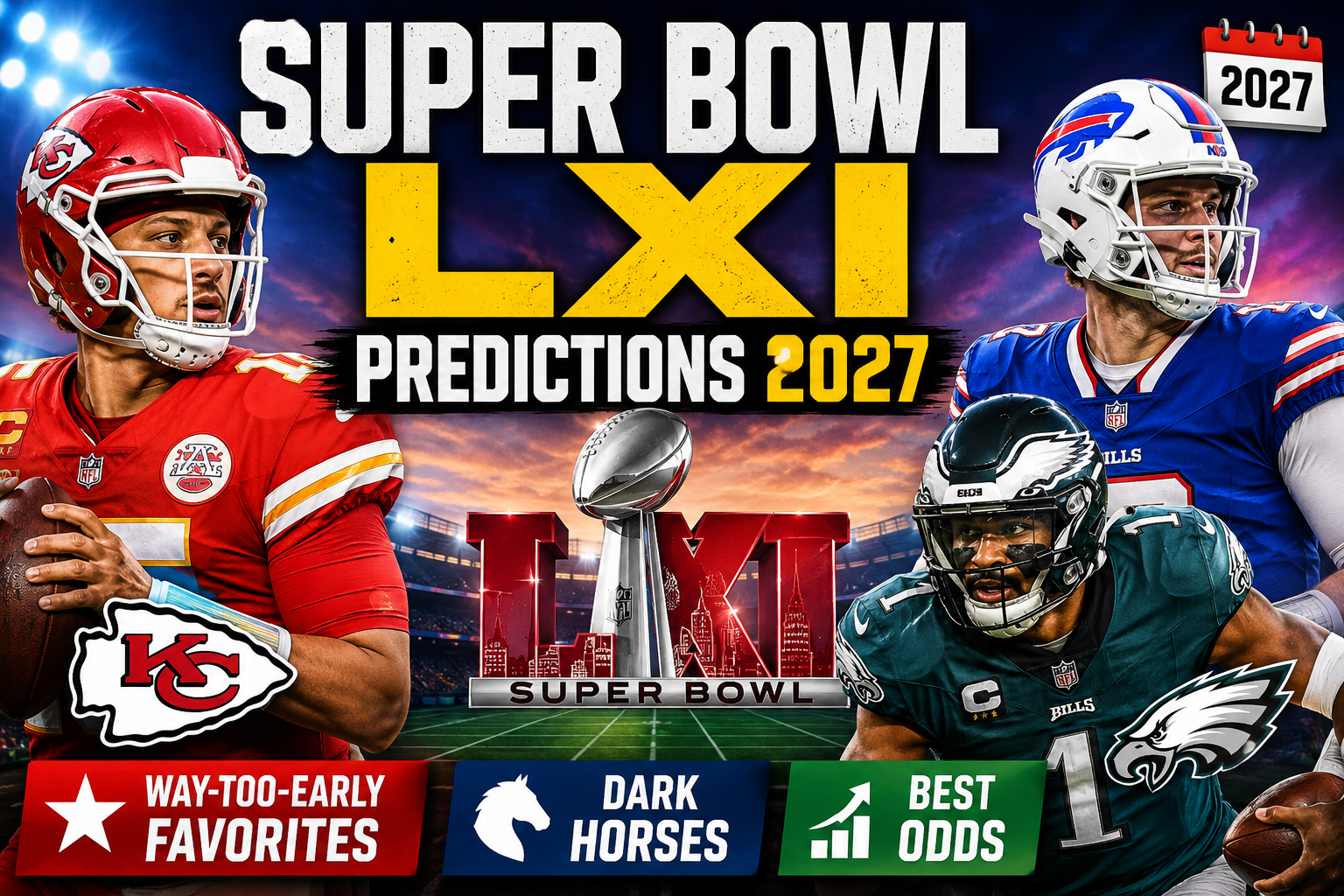 Super Bowl LXI predictions 2027 favorites